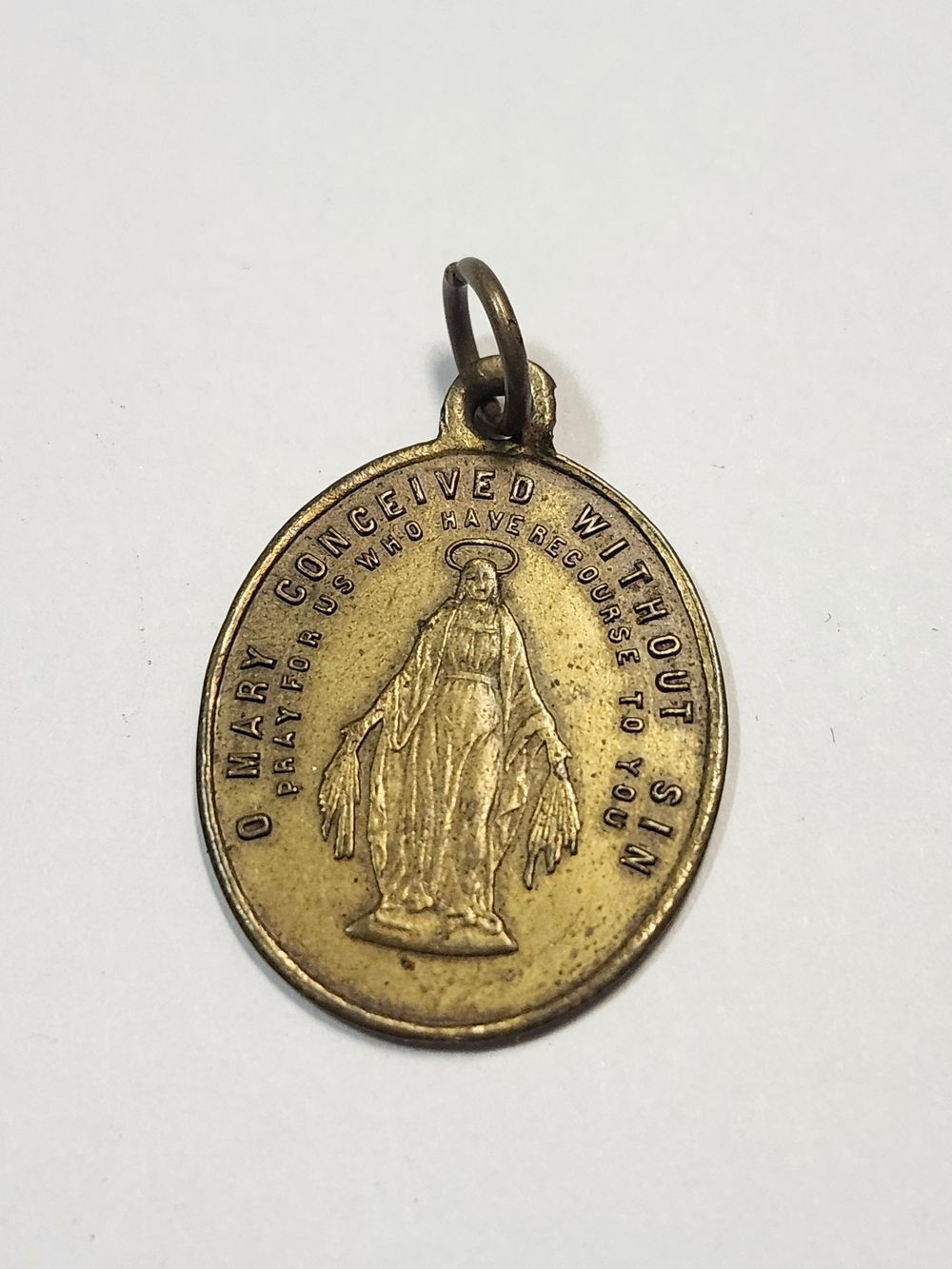 Antique Religious Pendant. Virgin Mary.  Miraculous Medal.